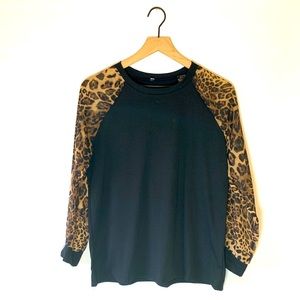 Black Cheetah Print long sleeve  X-large